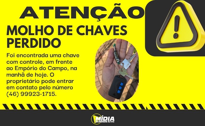 Foi encontrada uma chave com controle, em frente a