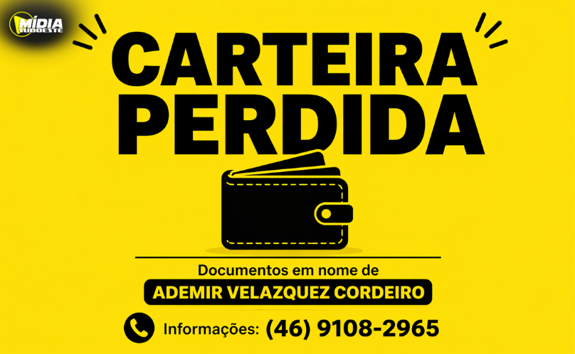 Na tarde de ontem, foi perdida uma carteira com do
