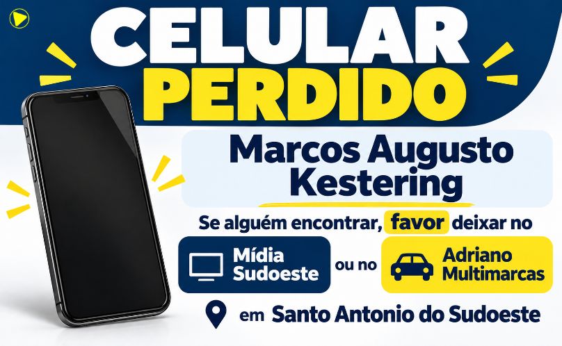 Marcos Augusto Kestering perdeu um telefone celula