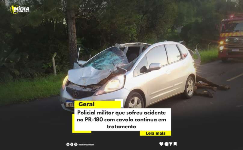 Policial militar que sofreu acidente na PR-180 com cavalo continua em tratamento