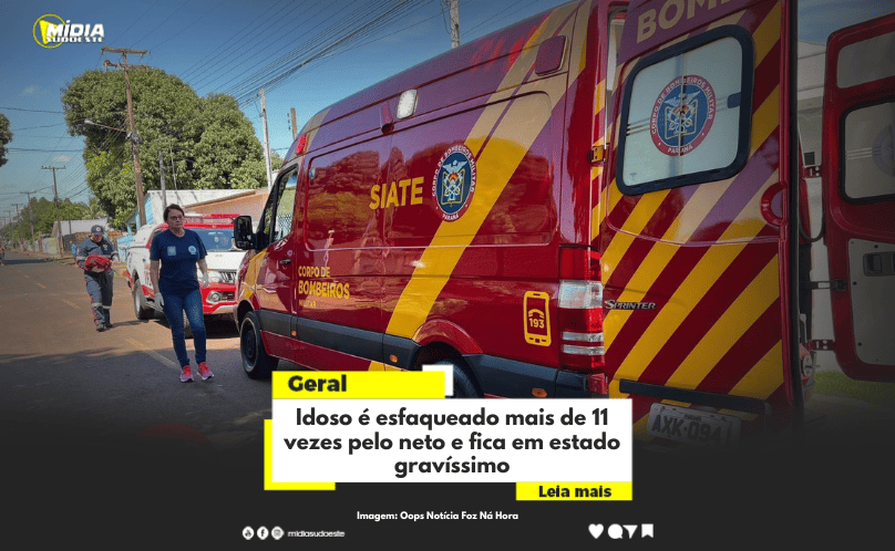 Idoso é esfaqueado mais de 11 vezes pelo neto e fica em estado gravíssimo