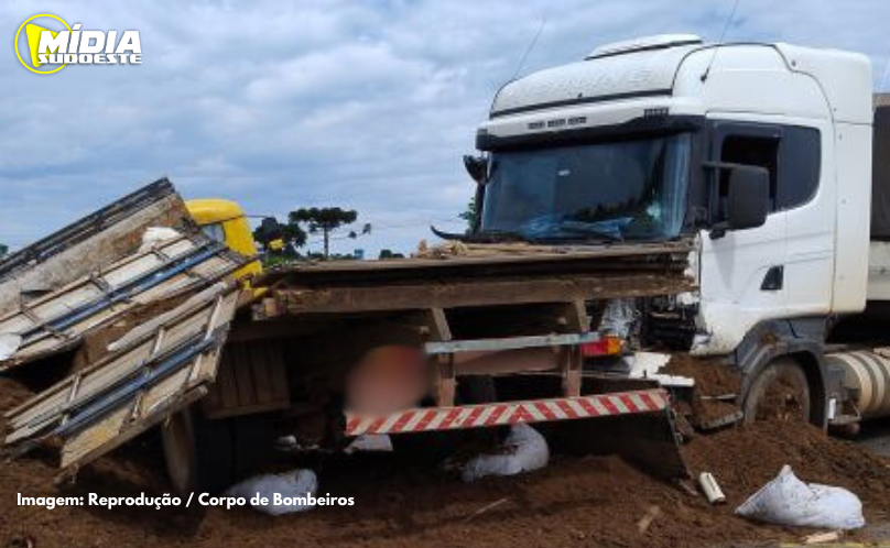 Colisão entre carreta e caminhão é registrada no Trevão de Irani