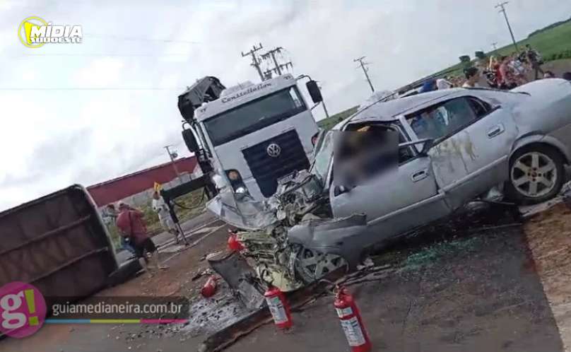 Itaipulândia: colisão entre astra e ônibus deixa uma vítima em óbito e vários feridos