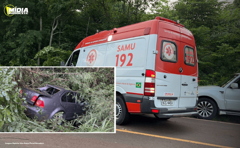 Dois Vizinhos: saída de pista seguida de capotamento deixa um homem ferido na PR-473