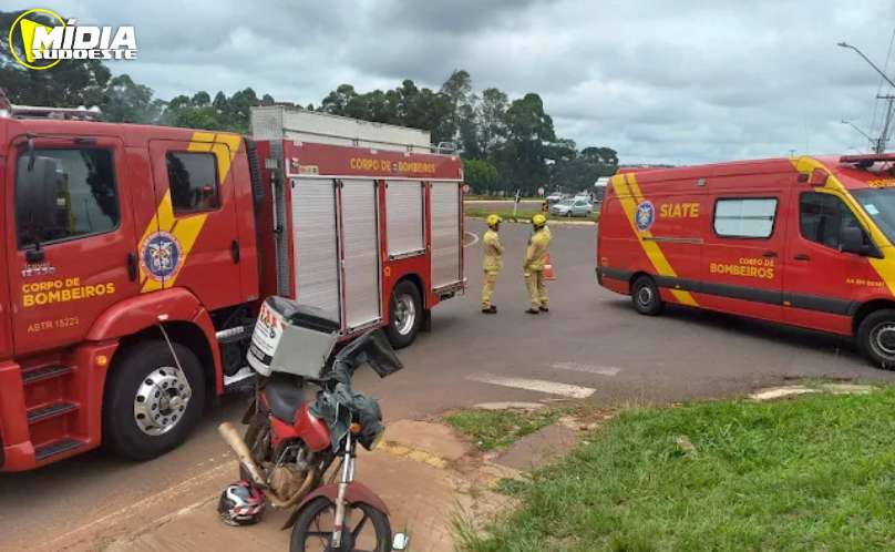 BR-277: Motociclista fica ferido em acidente envolvendo caminhão