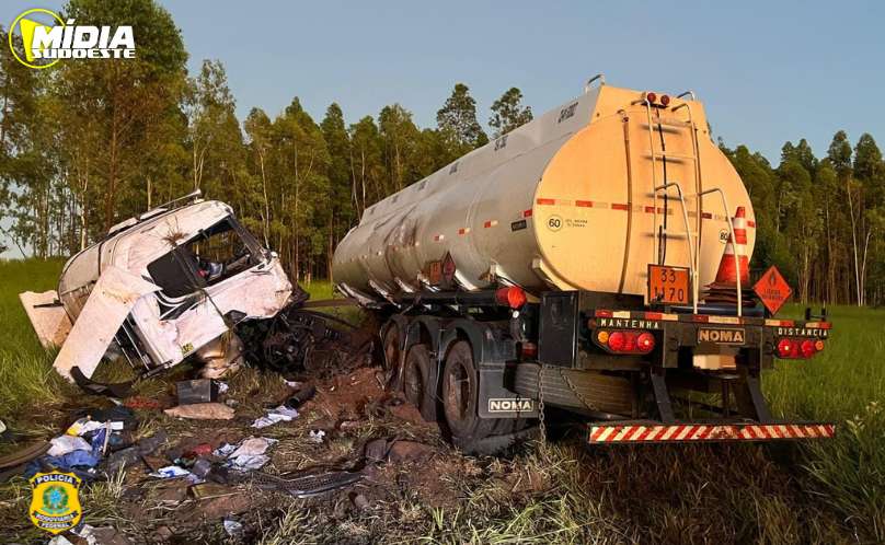 Nova Esperança: caminhão sai da pista e colida em cerca de empresa 