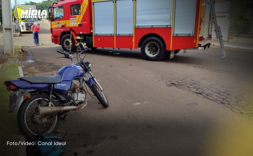 Maravilha: motociclista fica ferido em colisão entre carro e motocicleta