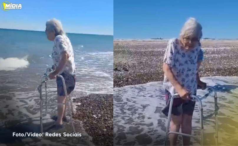 Avó de 87 anos realiza sonho de conhecer o mar pela primeira vez