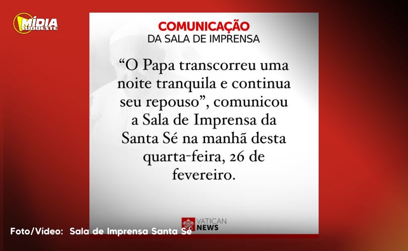 Papa Francisco segue em repouso