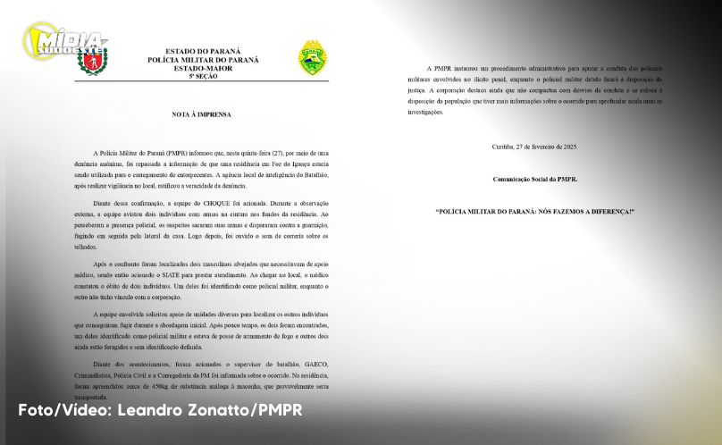 Polícia Militar do Paraná emite Nota Oficial após ocorrência envolvendo policiais