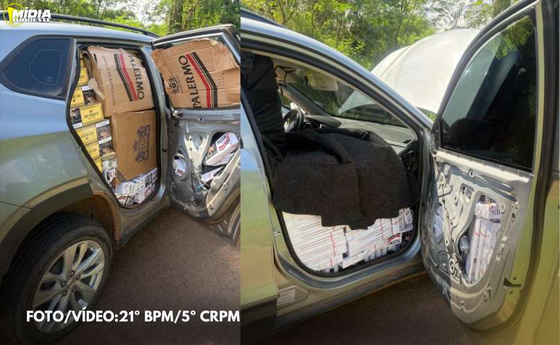Polícia Militar recupera veículo roubado e apreende grande quantidade de cigarros contrabandeados 