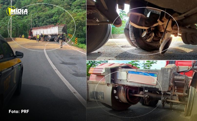 Guaratuba: carreta com freio adulterado tomba na BR-376