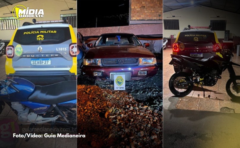 São Miguel do Iguaçu: Polícia Militar realiza apreensões de veículo e motos