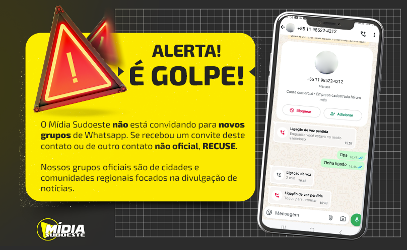 Mídia Sudoeste alerta: não estamos convidando pessoas para novos grupos de WhatsApp