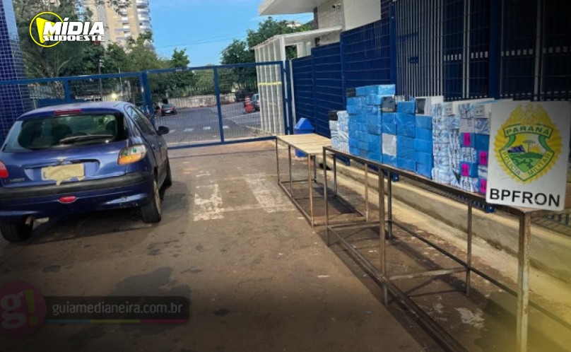 Medianeira: BPFRON apreende veículo com mercadorias estrangeiras avaliadas em R$ 168 mil