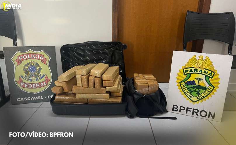 Cascavel: BPFRON e Polícia Federal apreendem mais de 60 kg de maconha 