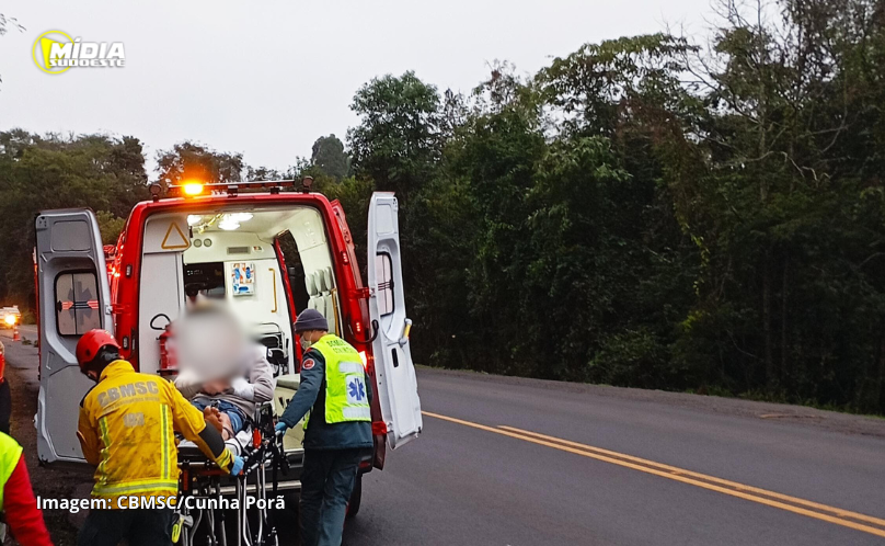 Batida entre motocicleta e cachorro deixa duas pessoas feridas na BR-158