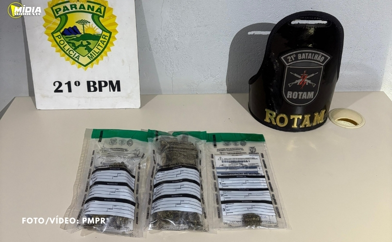 Suspeitos são flagrados com maconha ao tentar arrombar farmácia em Francisco Beltrão