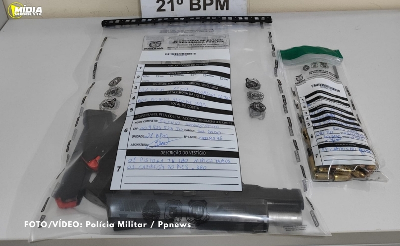 Homem é preso com pistola calibre 380 em veículo