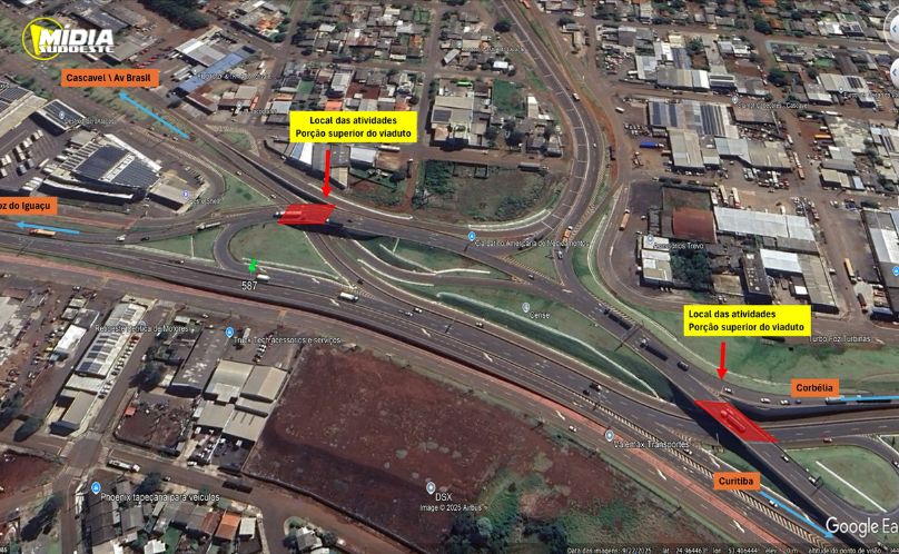 EPR Iguaçu programa intervenções noturnas para manutenção no Trevo Cataratas