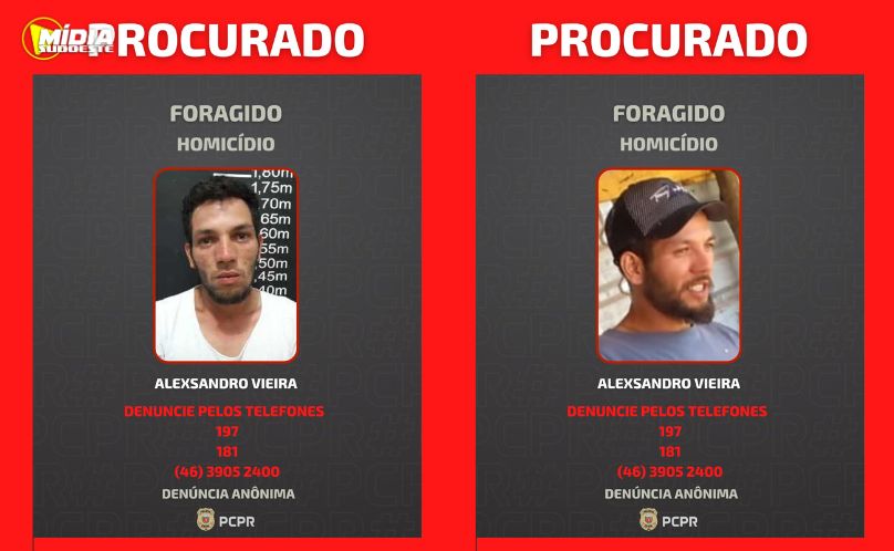PCPR divulga foto de foragido por homicídio em Francisco Beltrão