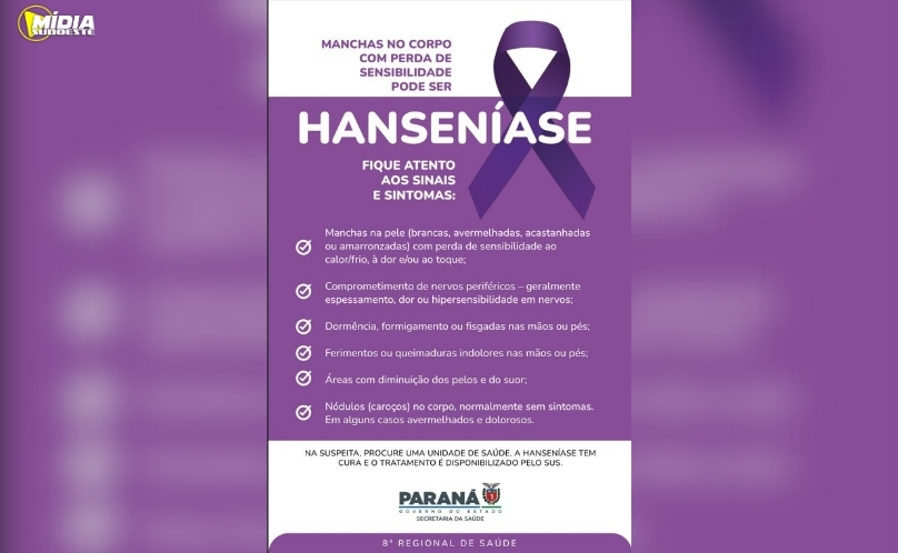 Bom Jesus do Sul: Saúde alerta para sinais da hanseníase