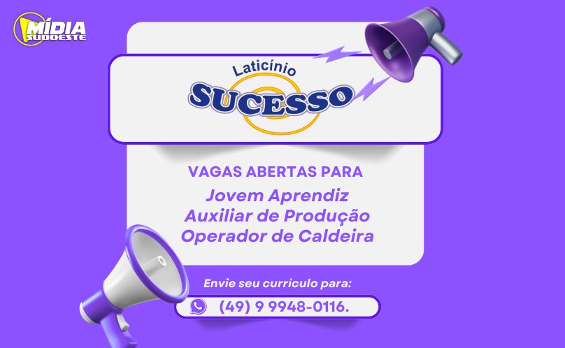 Laticínio Sucesso abre vagas de emprego em Pinhal do São Bento