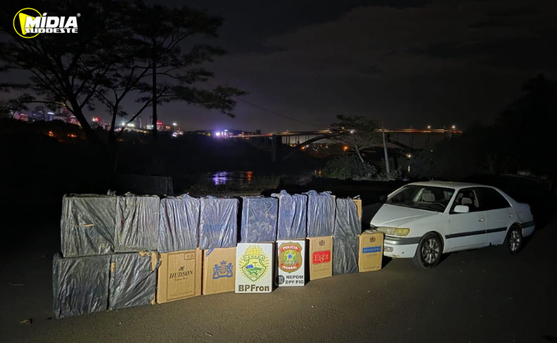 BPFRON e PF apreendem 850 pacotes de cigarros em Foz do Iguaçu