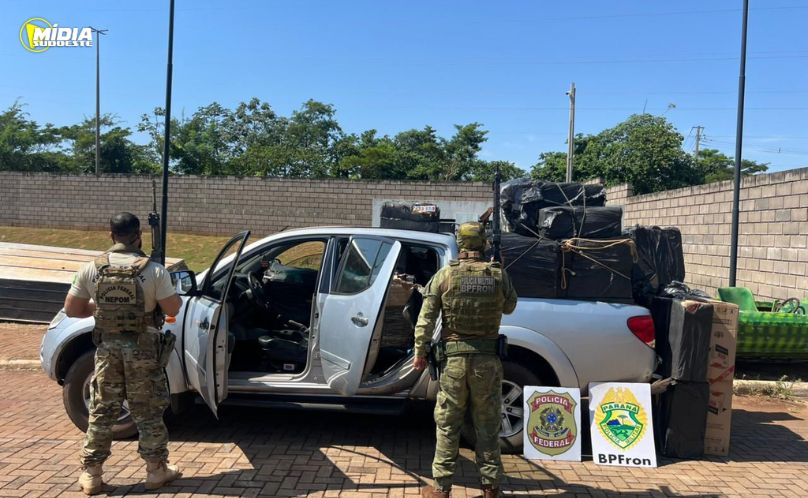 BPFRON e Polícia Federal apreendem veículo carregado com cigarros contrabandeados