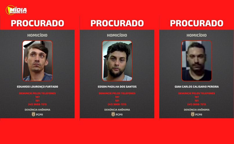 PCPR divulga foto de homens investigados por homicídio
