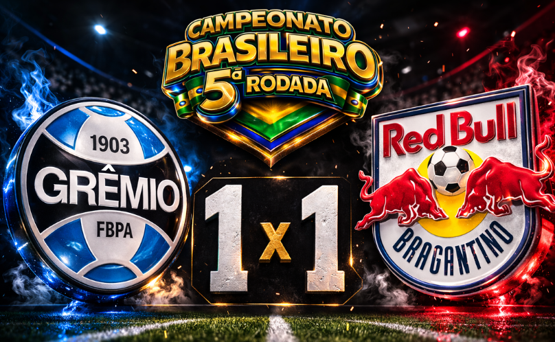 Grêmio e Bragantino empatam em 1 a 1 pela 5ª rodada do Brasileirão