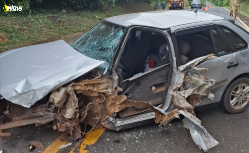 Colisão entre ônibus e automóvel deixa apenas danos materiais na PR-281