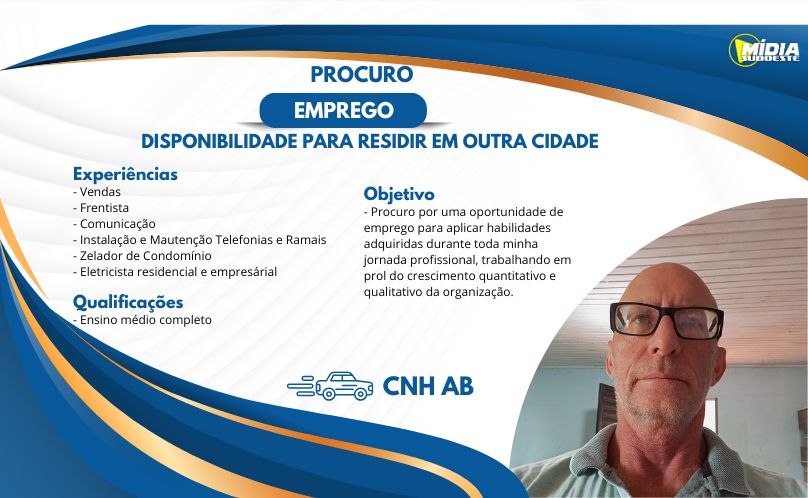 Valmir Henrique Viecelli busca colocação no mercado de trabalho