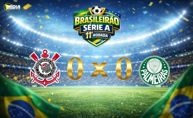 Corinthians e Palmeiras empatam sem gols com duas expulsões do Timão