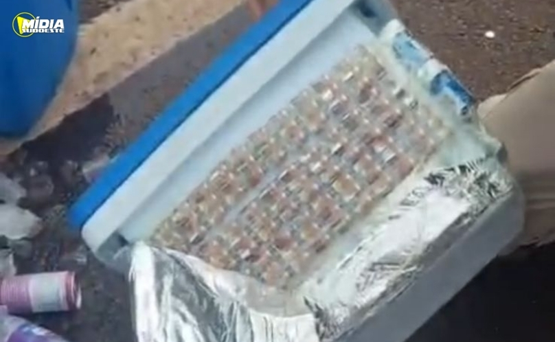 PRF apreende medicamentos proibidos escondidos em caixa térmica na BR-277