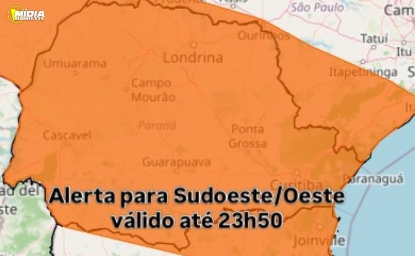 Tempestade coloca todo o Paraná em alerta de perigo nesta quarta-feira