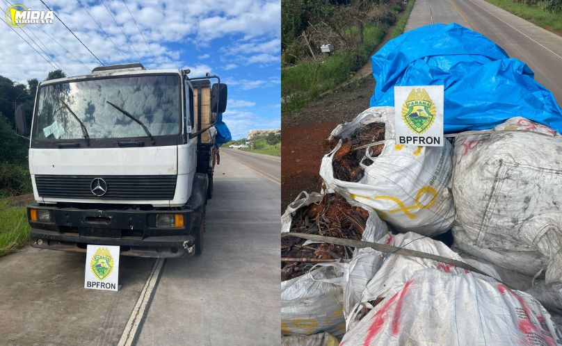 BPFRON apreende caminhão com 15 toneladas de cobre