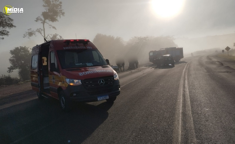 Acidente entre dois carros deixa feridos na BR-282
