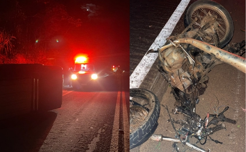 Colisão entre motocicleta e Hilux deixa dois mortos na BR-163 em Capanema