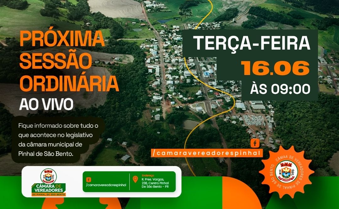 Câmara de Pinhal de São Bento realiza sessão ordinária nesta terça-feira