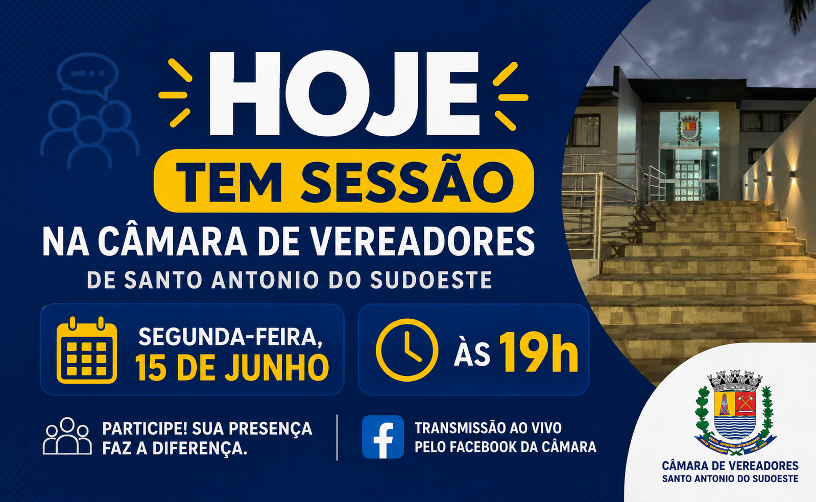 Câmara de Santo Antonio do Sudoeste realiza sessão ordinária nesta segunda-feira