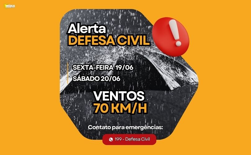 Temporais e ventos de até 70 km/h podem atingir o Paraná