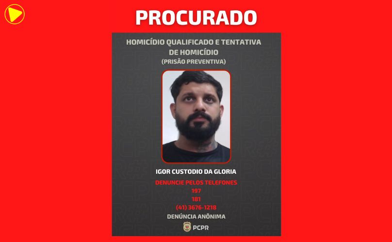 PCPR divulga foto de foragido investigado por homicídio e tentativa de homicídio