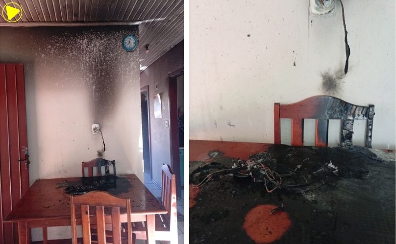 Cão é resgatado durante incêndio em residência