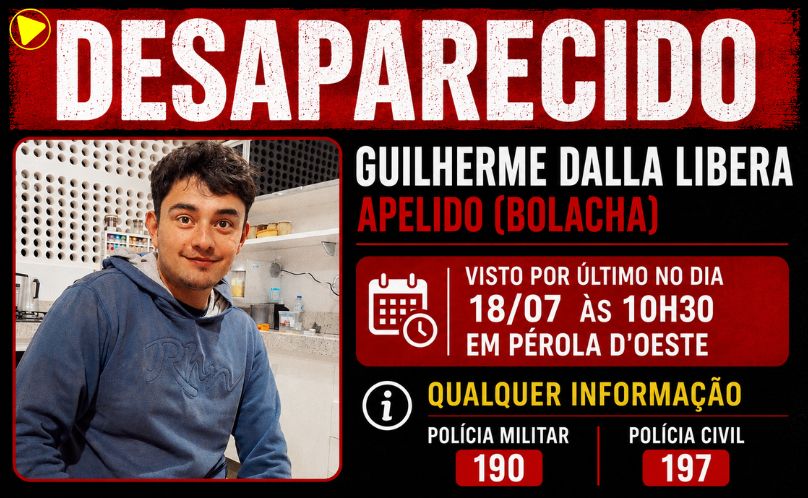 Guilherme Dalla Libera está desaparecido desde sábado