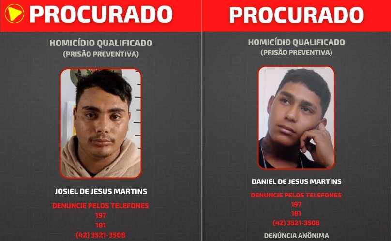 Polícia Civil divulga fotos de irmãos procurados por homicídio no Paraná