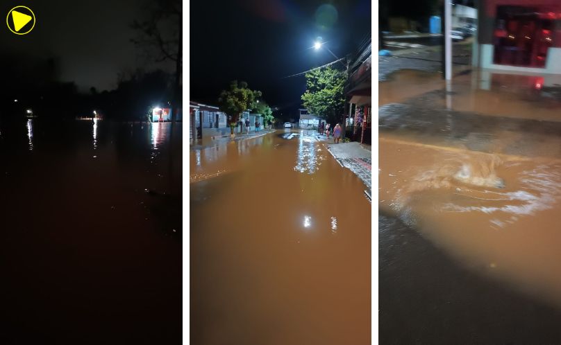 Rio transborda após fortes chuvas em Santo Antonio do Sudoeste