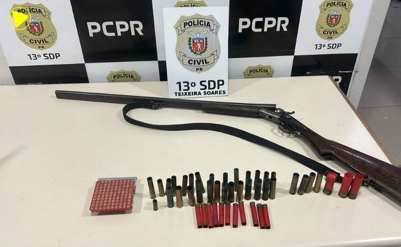 Operação da Polícia Civil apreende arma de fogo e munições em Teixeira Soares