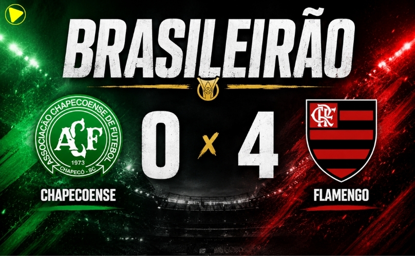 Flamengo goleia a Chapecoense e segue na cola do líder