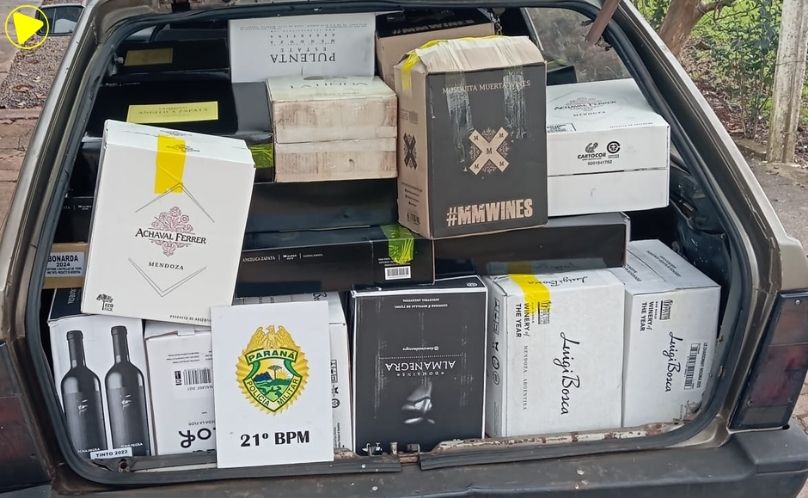 PMPR apreende veículo carregado com vinhos argentinos em Barracão